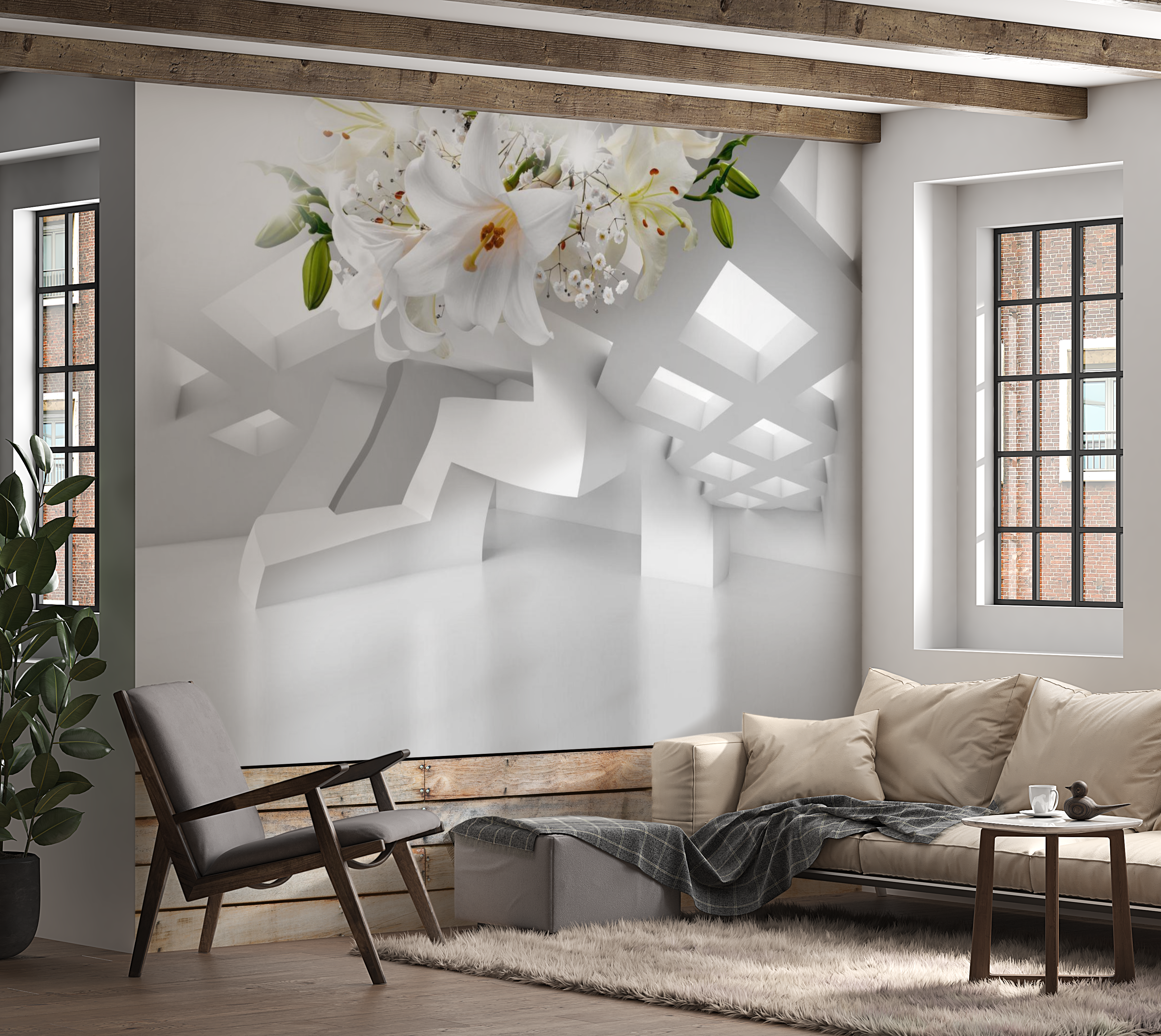 3D Illusion Wallpaper Wall Mural - Abstract Mirage