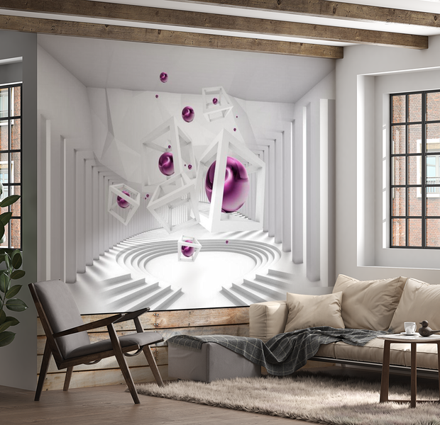 3D Illusion Wallpaper Wall Mural - Along The Corridor 39"Wx27"H