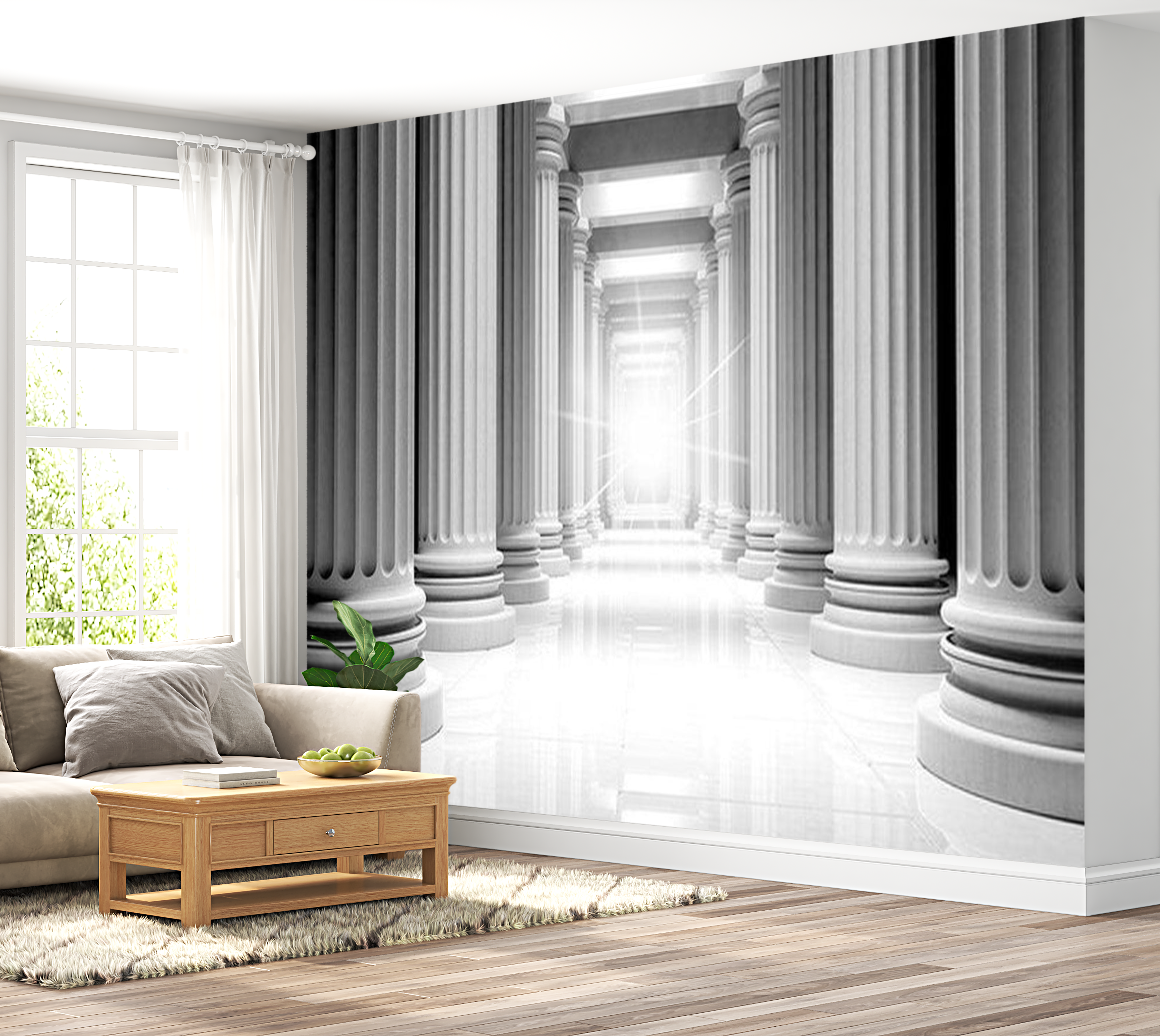 3D Illusion Wallpaper Wall Mural - Ancient Parthenon