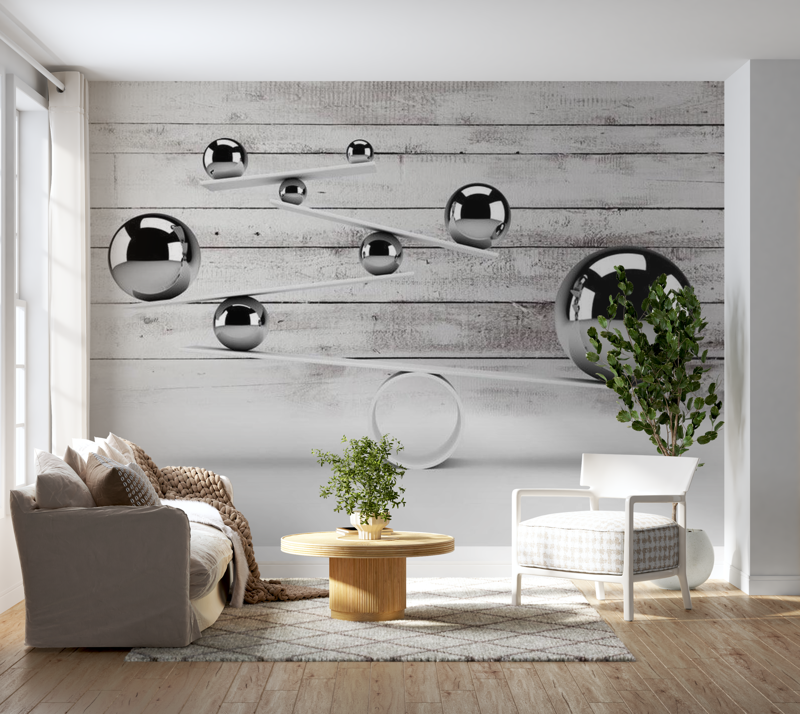 3D Illusion Wallpaper Wall Mural - Balance