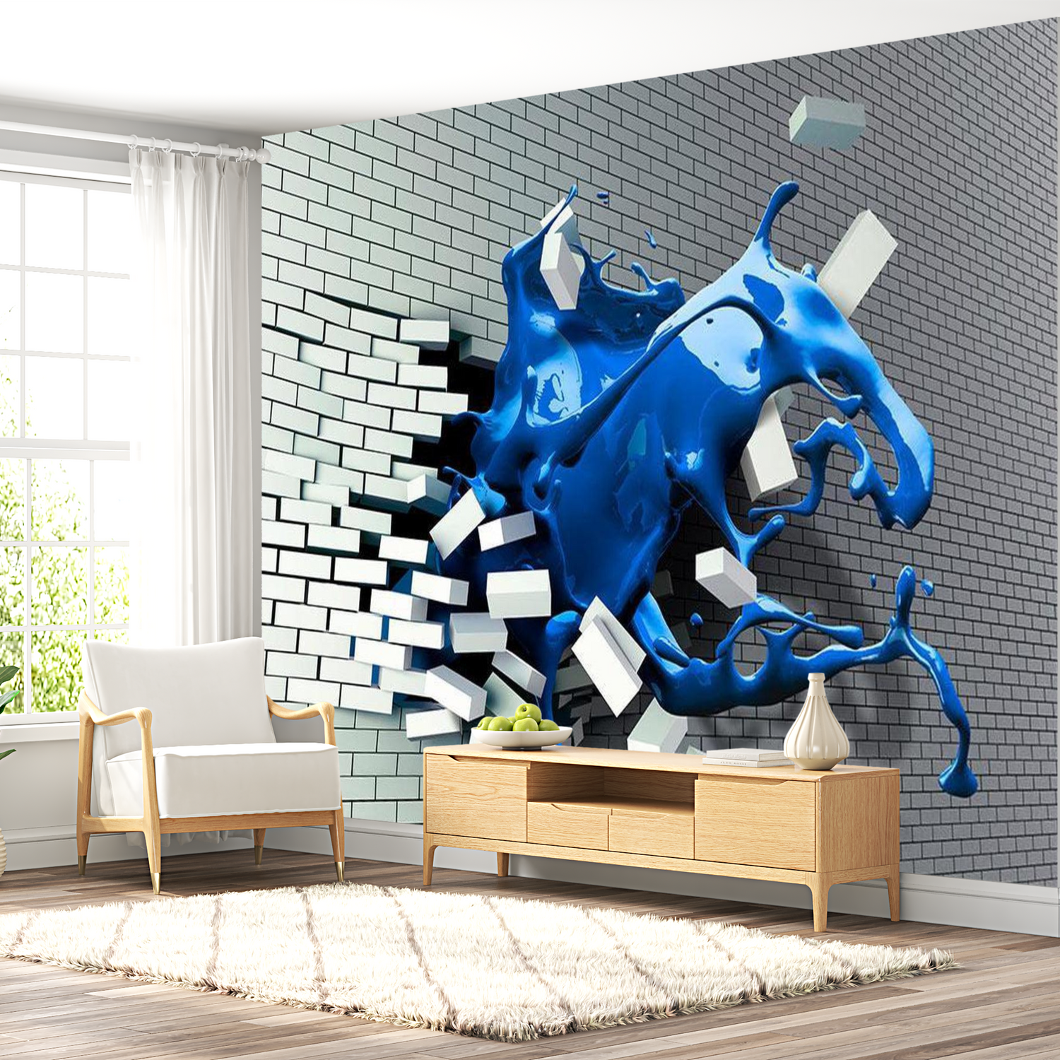 3D Illusion Wallpaper Wall Mural - Sapphire Muse 39"Wx27"H