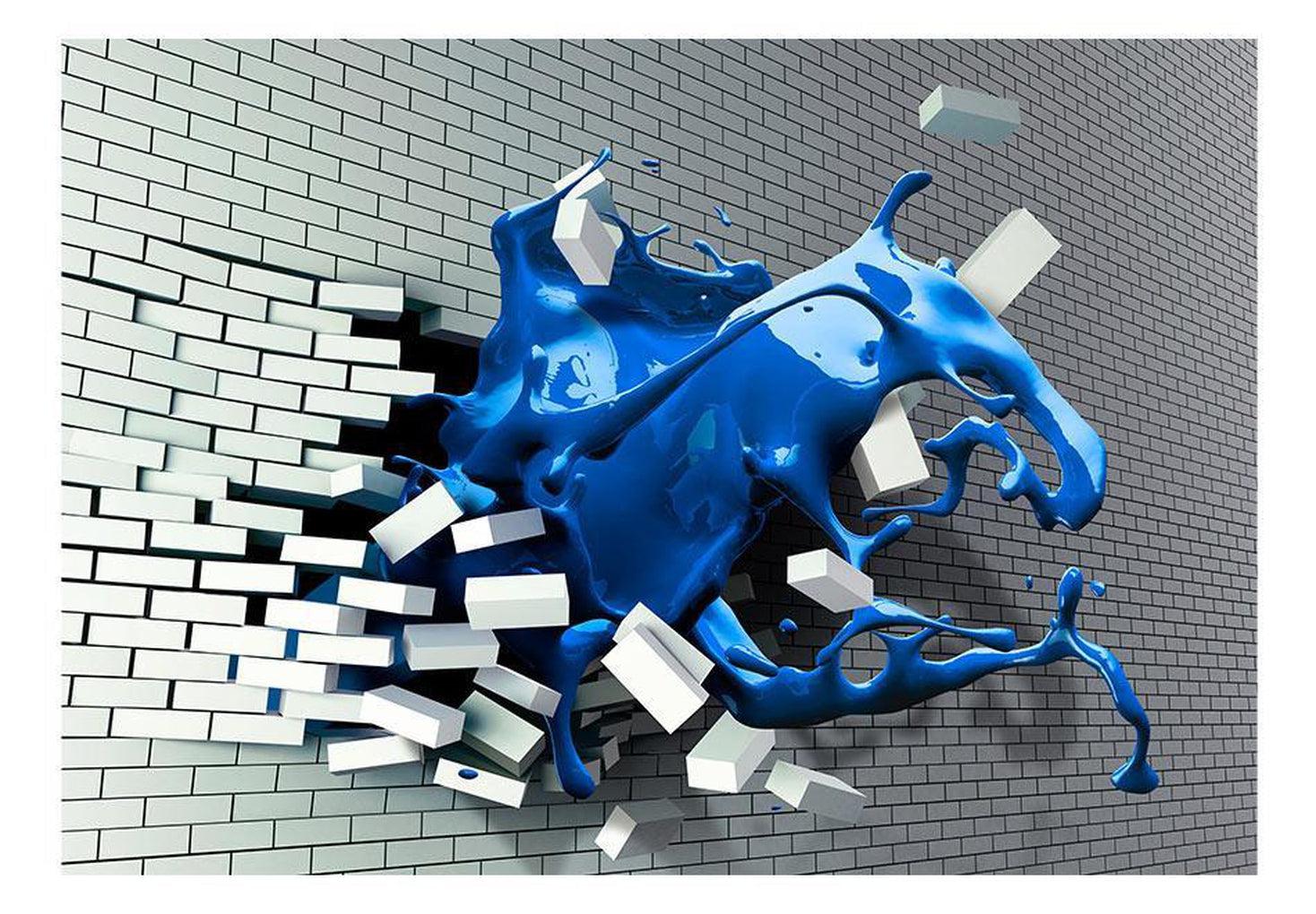 3D Illusion Wallpaper Wall Mural - Blue Splash