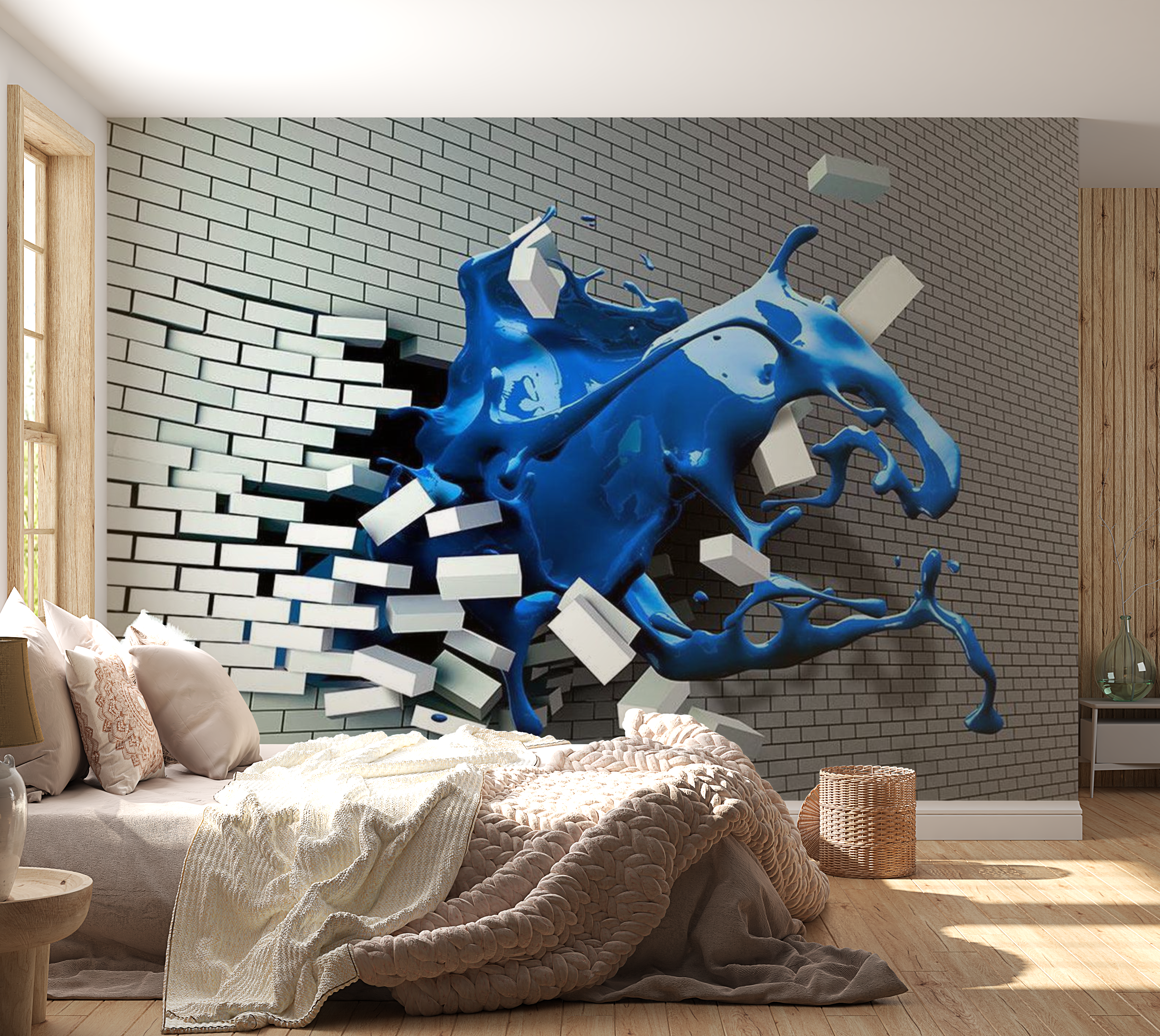 3D Illusion Wallpaper Wall Mural - Sapphire Muse 39"Wx27"H