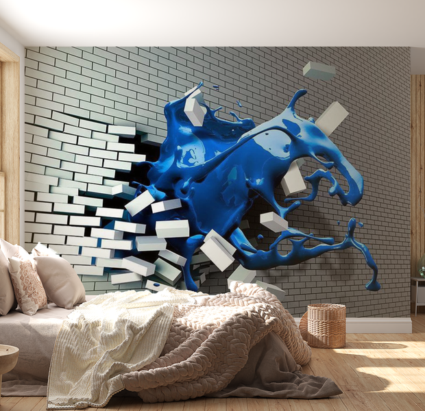 3D Illusion Wallpaper Wall Mural - Sapphire Muse 39"Wx27"H