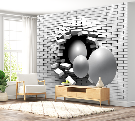 3D Illusion Wallpaper Wall Mural - Brick In The Wall
