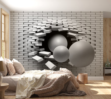 3D Illusion Wallpaper Wall Mural - Brick In The Wall 39"Wx27"H