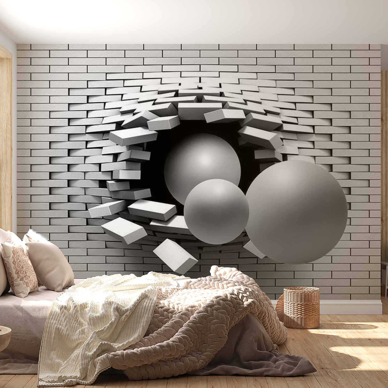 3D Illusion Wallpaper Wall Mural - Brick In The Wall 39"Wx27"H