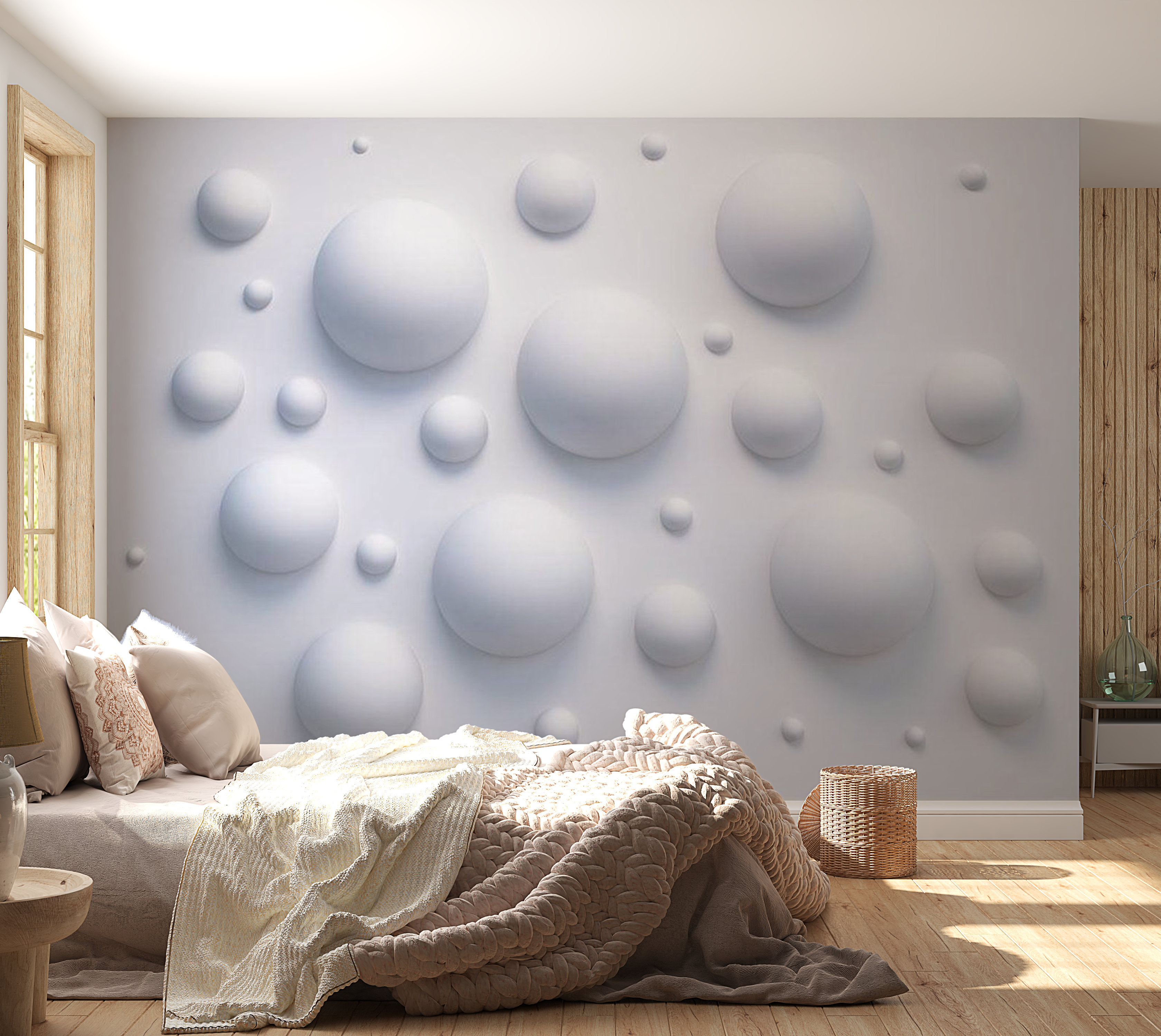 3D Illusion Wallpaper Wall Mural - Bubble Wall 39"Wx27"H