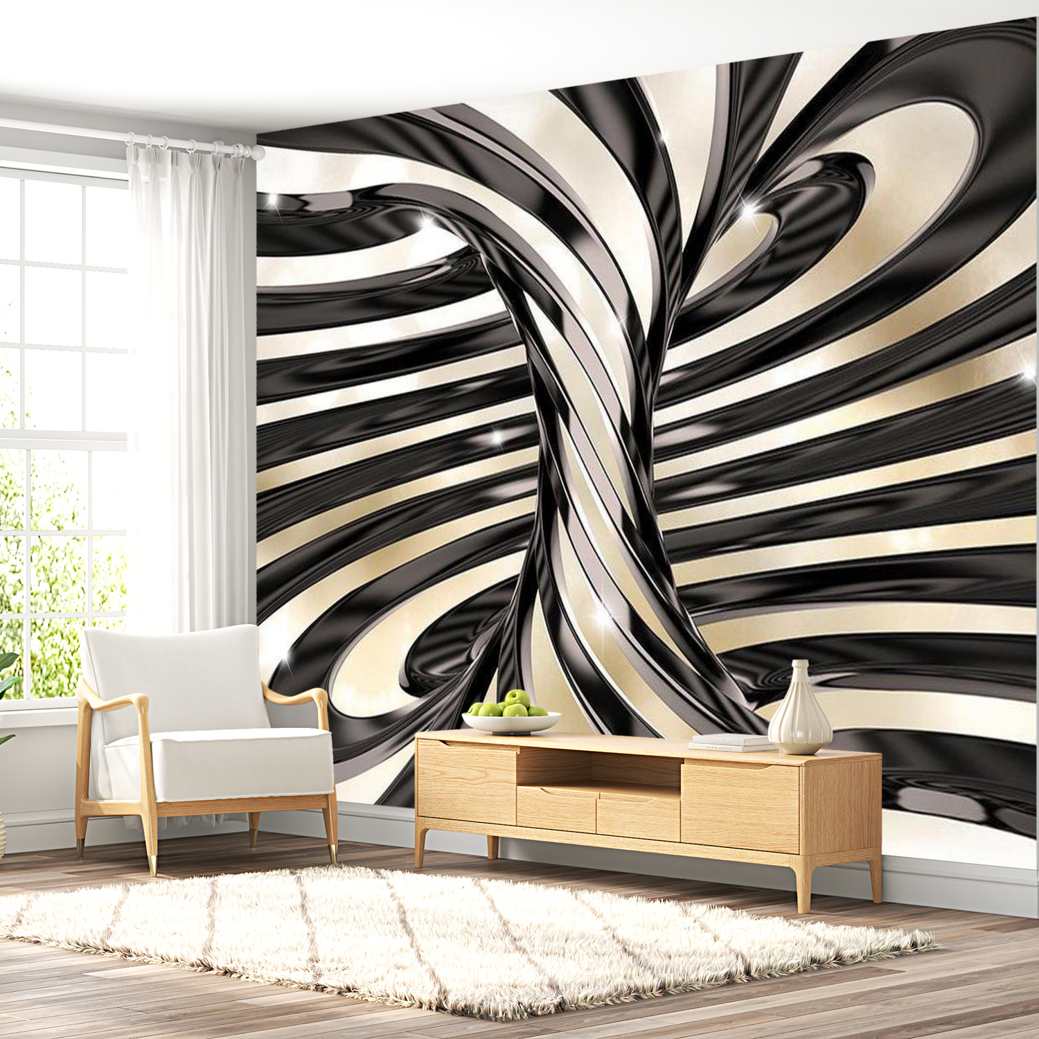 3D Illusion Wallpaper Wall Mural - Anise Caramel 39"Wx27"H