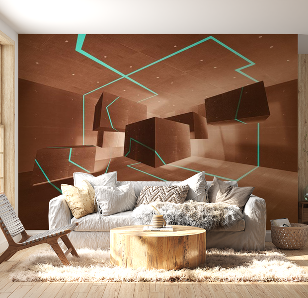 3D Illusion Wallpaper Wall Mural - Celadon Trail