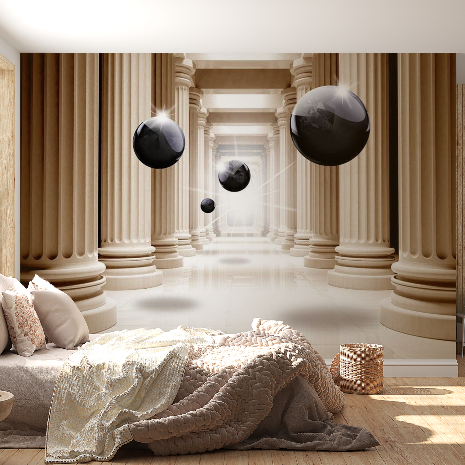 3D Illusion Wallpaper Wall Mural - Columns Of Justice 39"Wx27"H