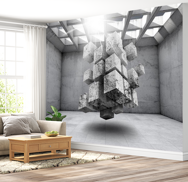 3D Illusion Wallpaper Wall Mural - Concrete Prison 39"Wx27"H