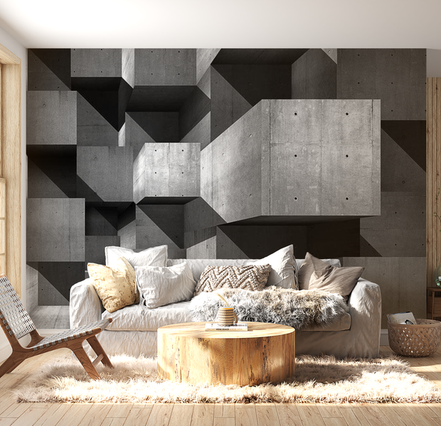 3D Illusion Wallpaper Wall Mural - Concrete Skyscrapers