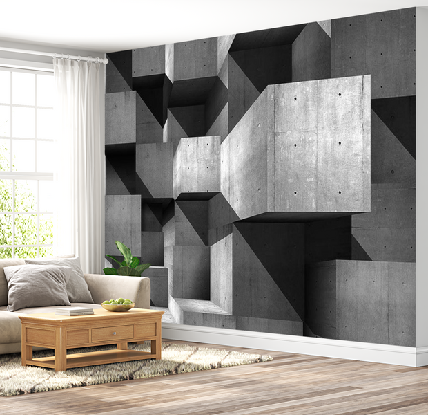 3D Illusion Wallpaper Wall Mural - Concrete Skyscrapers 39"Wx27"H