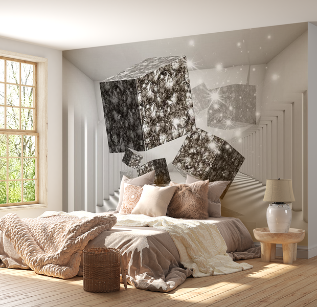 3D Illusion Wallpaper Wall Mural - Cristal Cubes