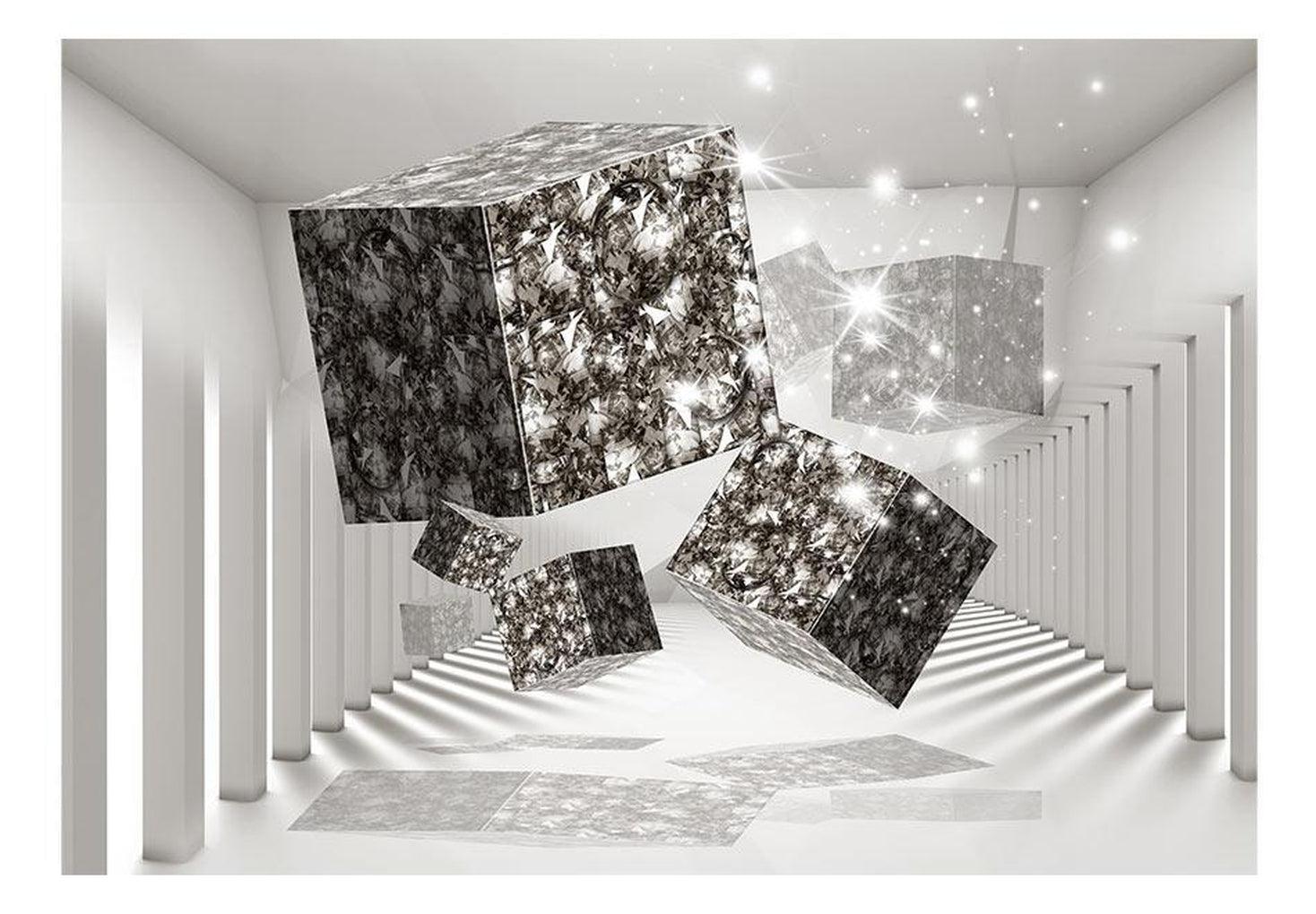 3D Illusion Wallpaper Wall Mural - Cristal Cubes