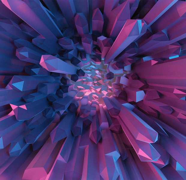 3D Illusion Wallpaper Wall Mural - Crystal Geometric Fantasy