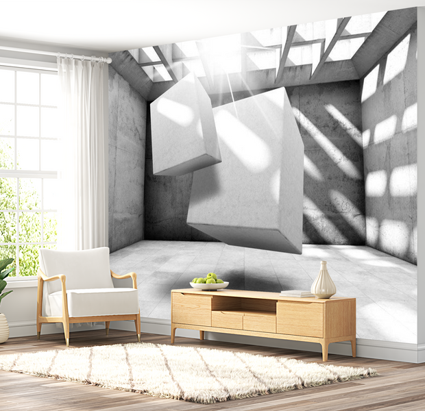 3D Illusion Wallpaper Wall Mural - Dancing Cubes