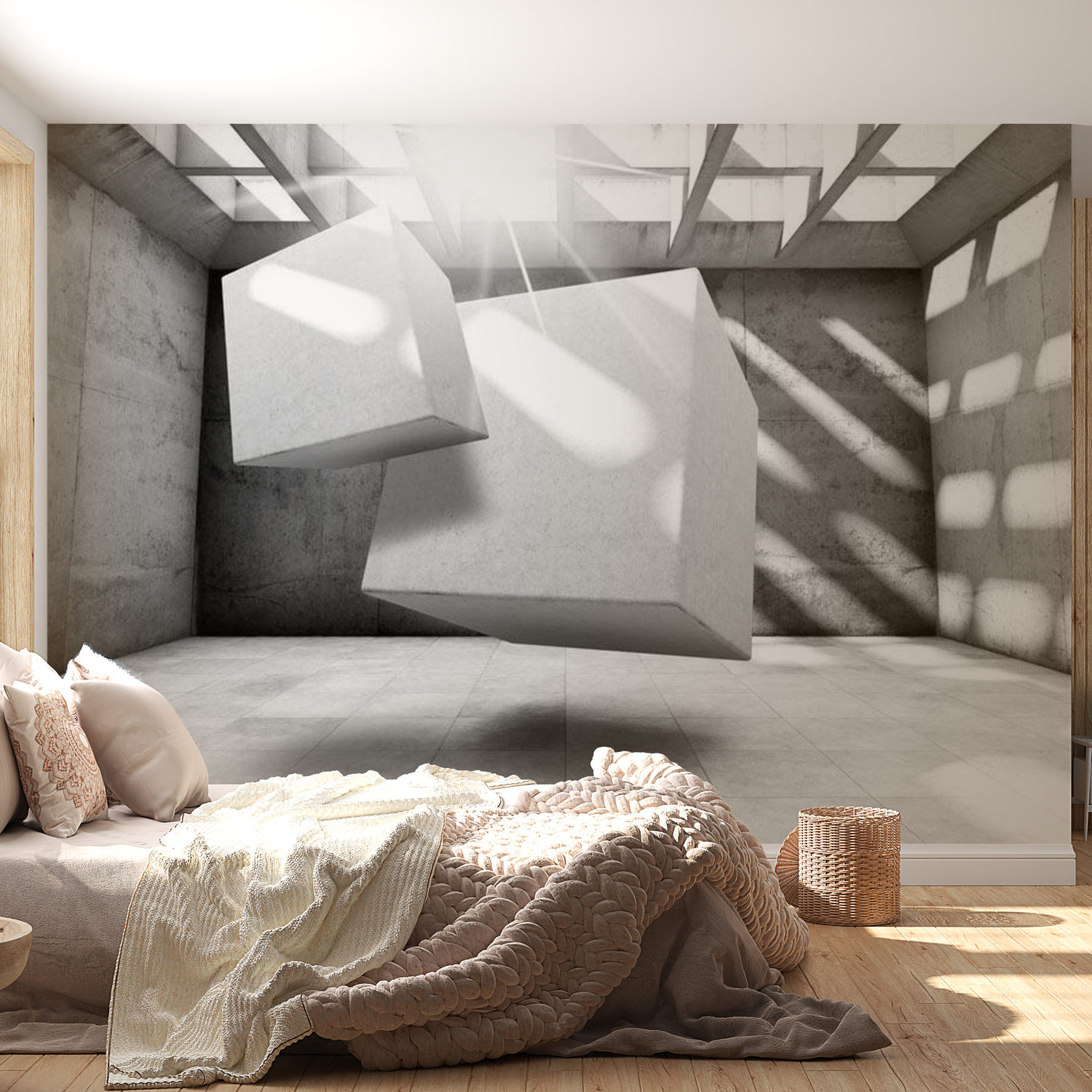 3D Illusion Wallpaper Wall Mural - Dancing Squares 39"Wx27"H