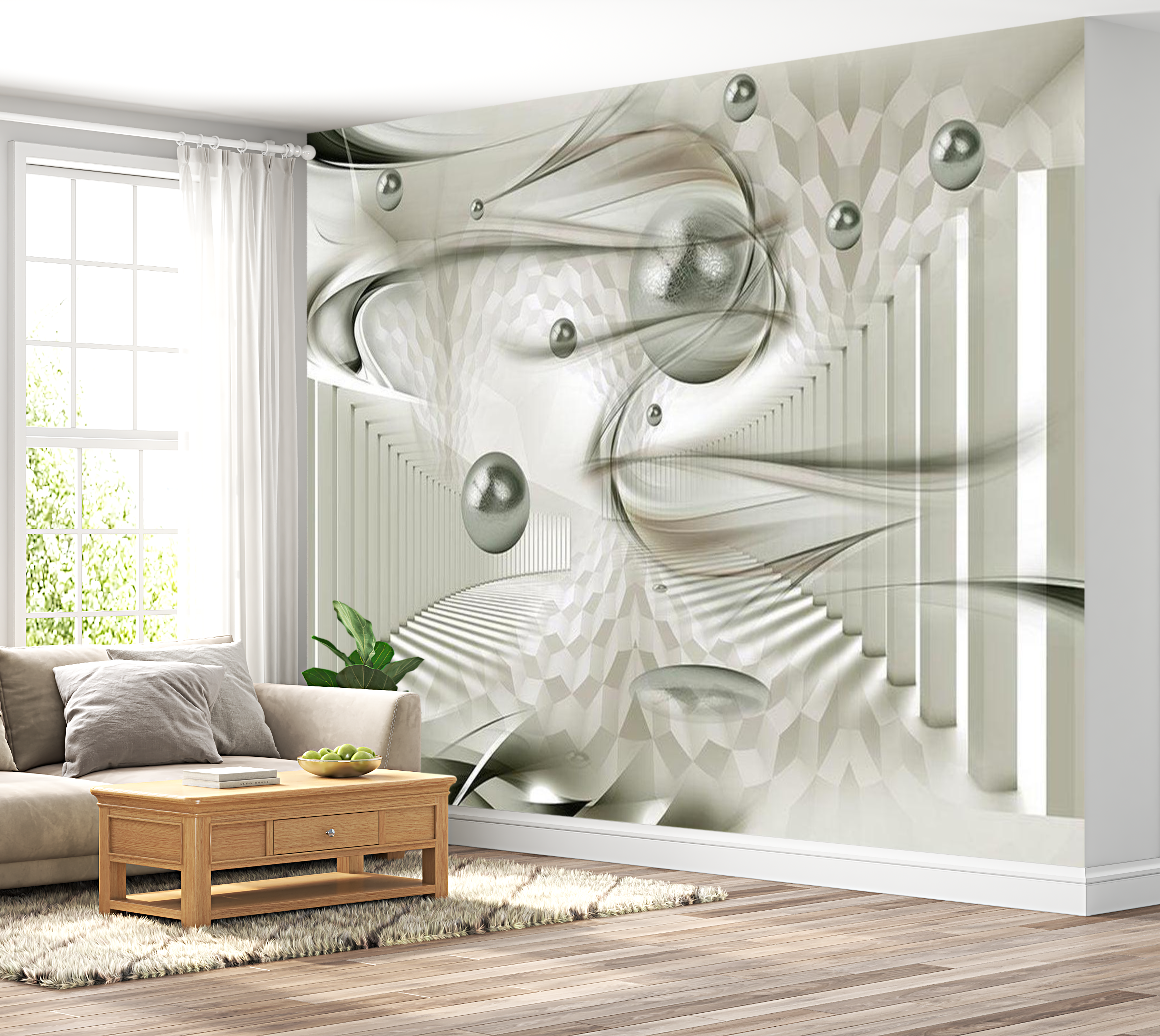 3D Illusion Wallpaper Wall Mural - Silver Bullets 39"Wx27"H