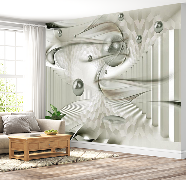 3D Illusion Wallpaper Wall Mural - Silver Bullets 39"Wx27"H