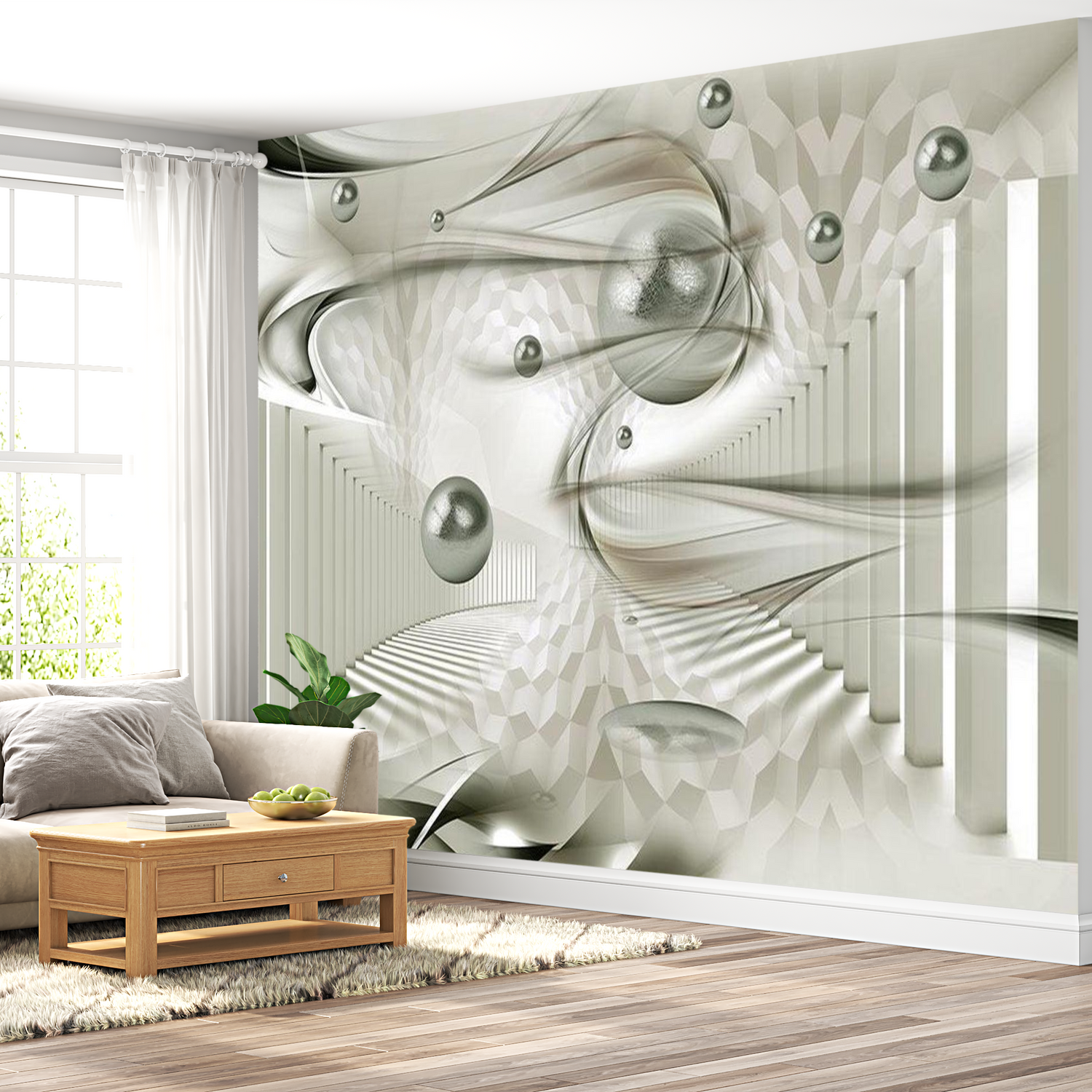 3D Illusion Wallpaper Wall Mural - Silver Bullets 39"Wx27"H