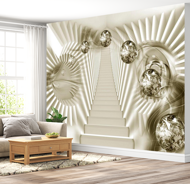 3D Illusion Wallpaper Wall Mural - Take The Stairs To Spacetime 39"Wx27"H