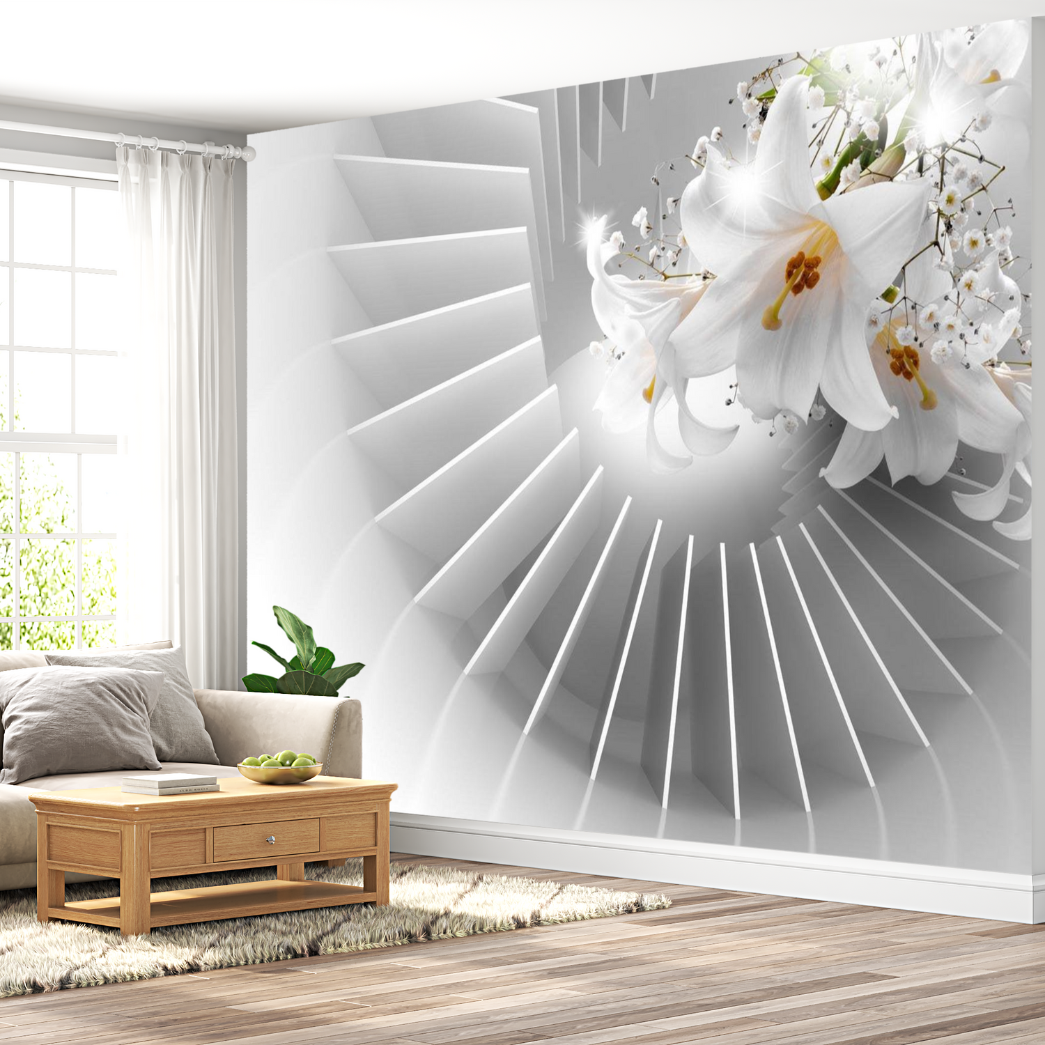 3D Illusion Wallpaper Wall Mural - Domino Effect 39"Wx27"H