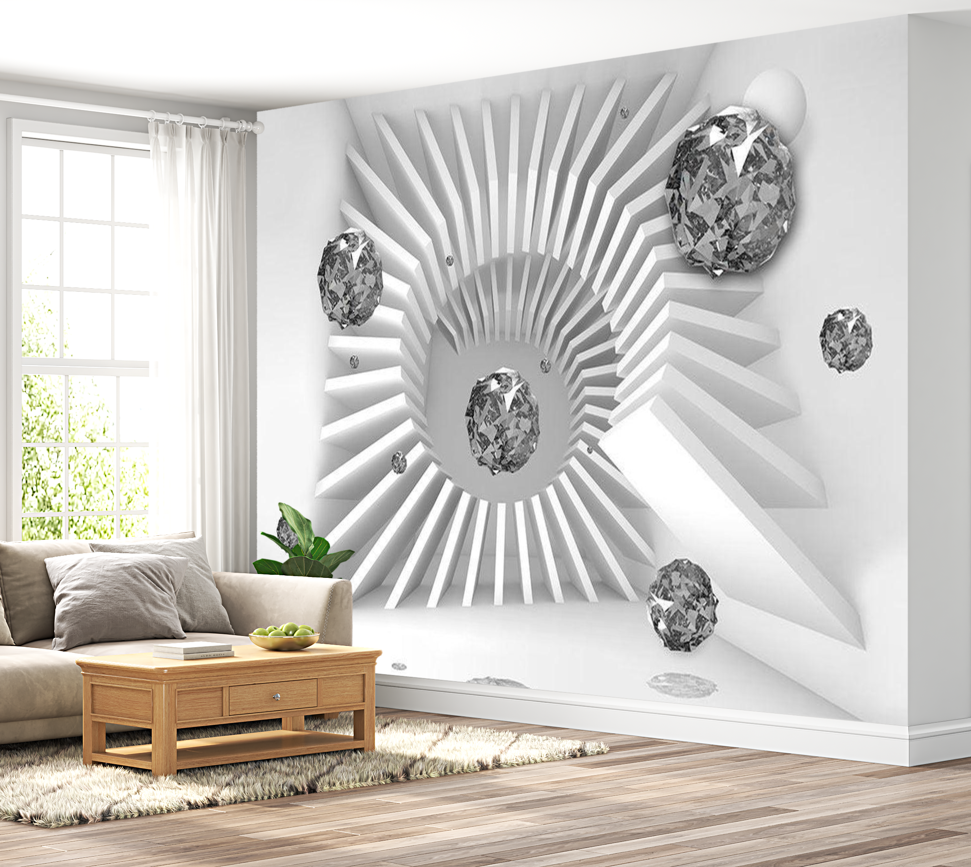 3D Illusion Wallpaper Wall Mural - Domino Effect 39"Wx27"H