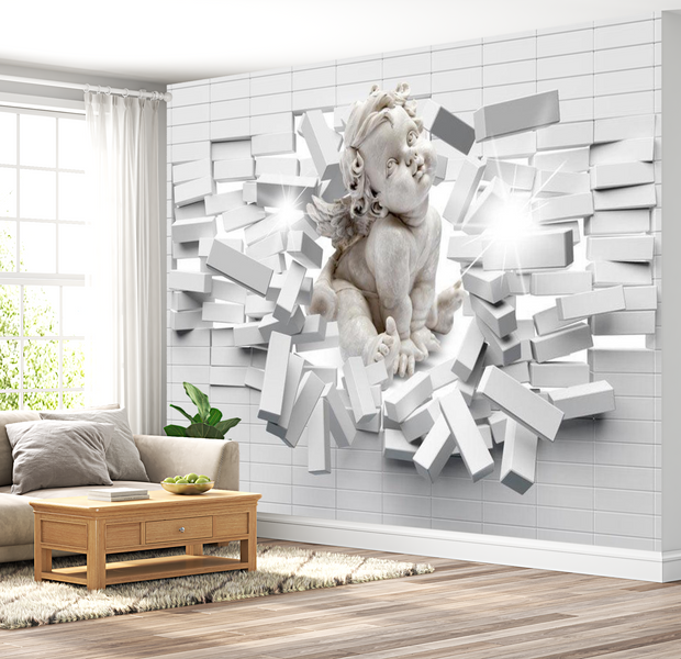3D Illusion Wallpaper Wall Mural - Modern Cherub 39"Wx27"H