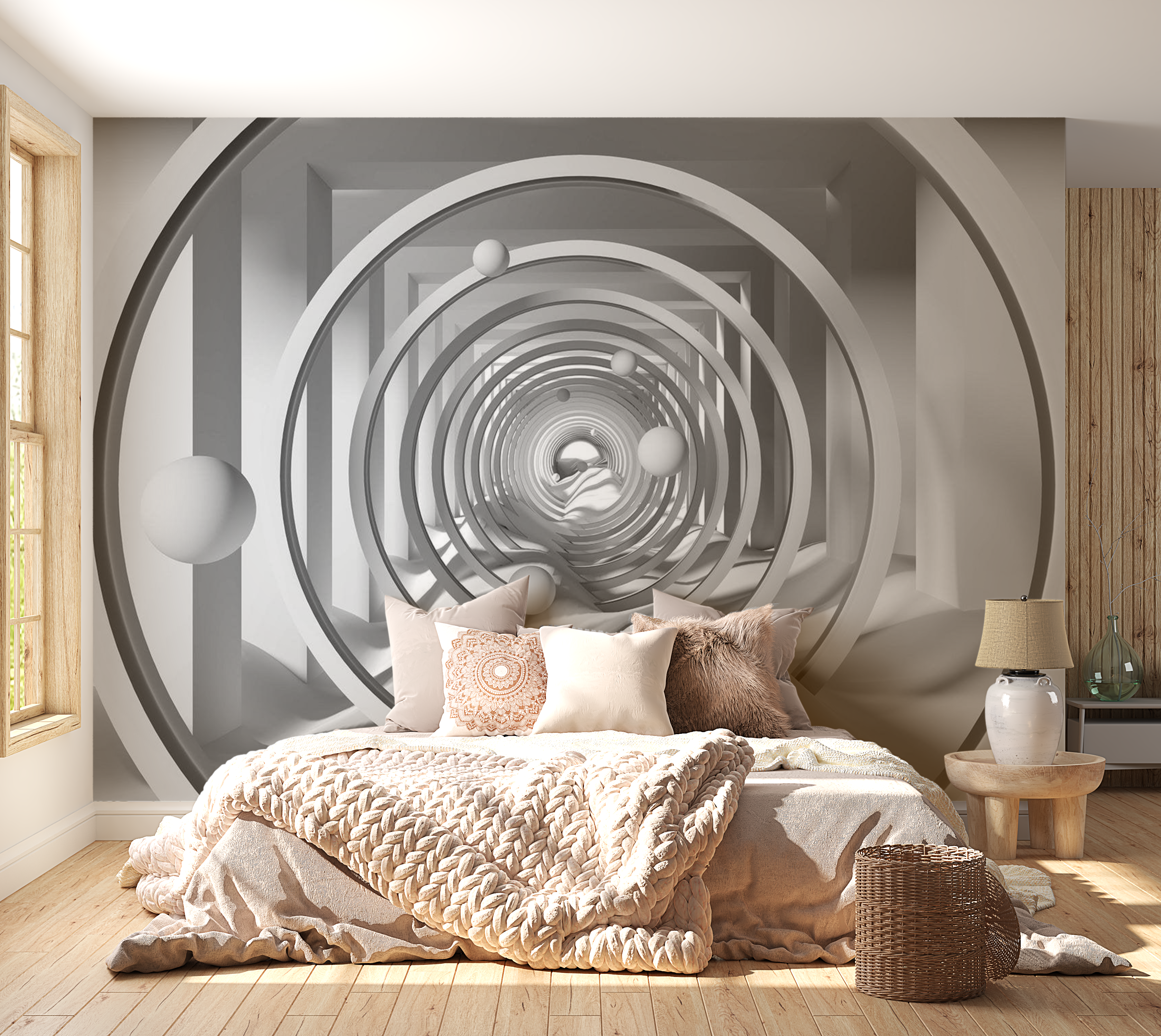 3D Illusion Wallpaper Wall Mural - Floating Bubbles