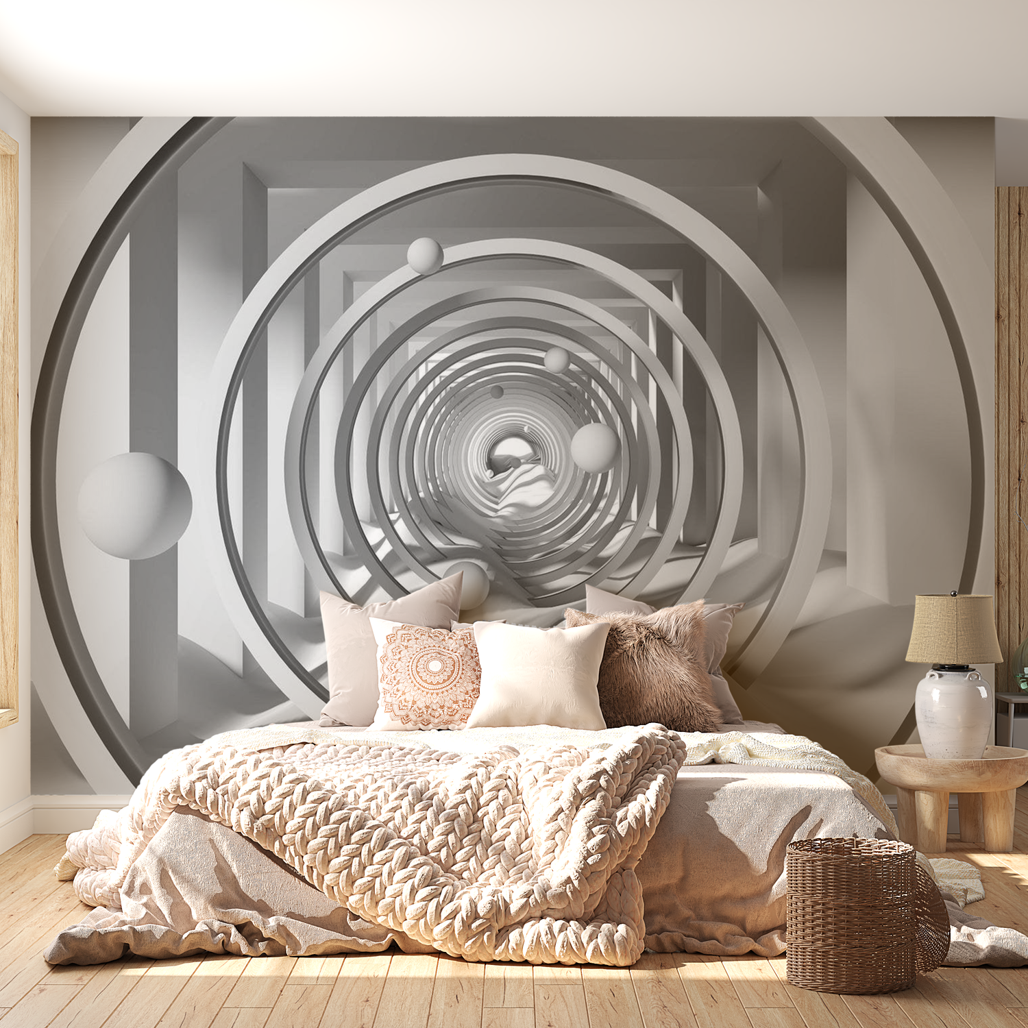 3D Illusion Wallpaper Wall Mural - Geometric Depth 59.1"x41.3"