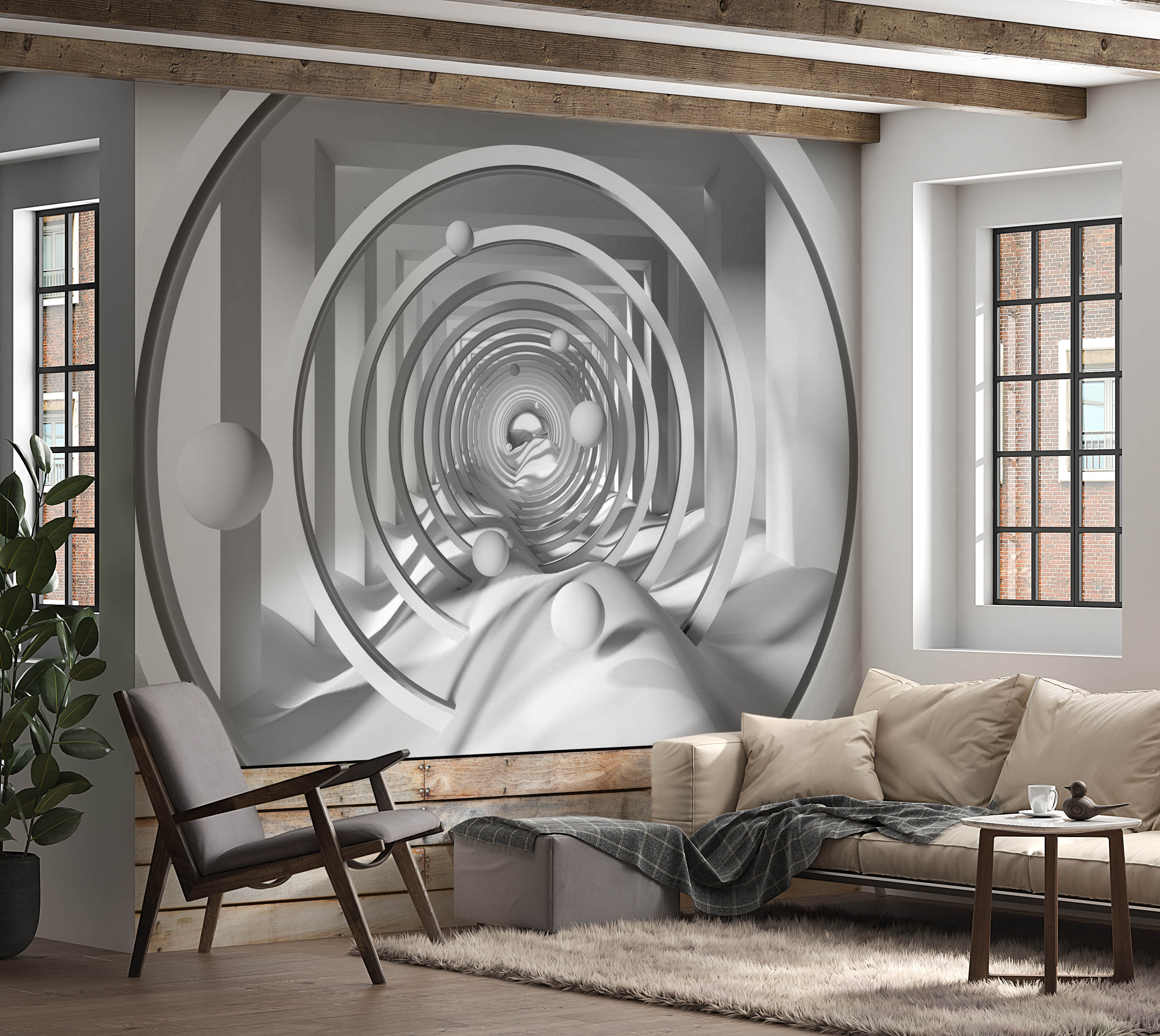 3D Illusion Wallpaper Wall Mural - Geometric Depth 59.1"x41.3"