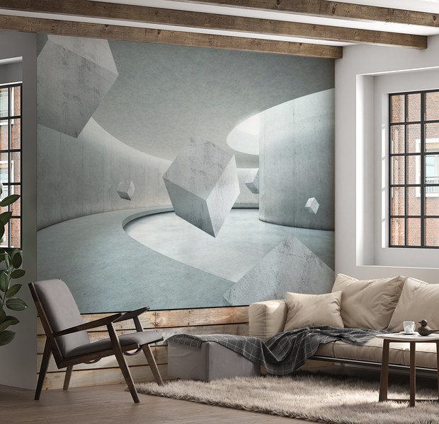 3D Illusion Wallpaper Wall Mural - Floating Cubes