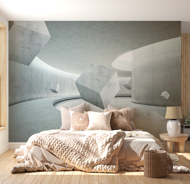 3D Illusion Wallpaper Wall Mural - Geometry Of The Cube 39"Wx27"H