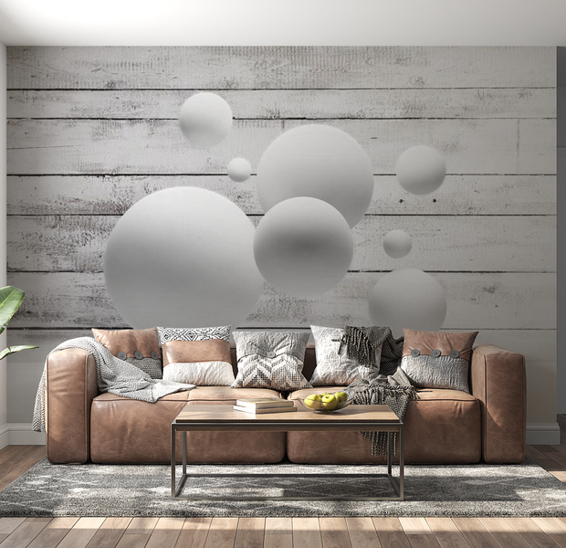 3D Illusion Wallpaper Wall Mural - Flying Balls