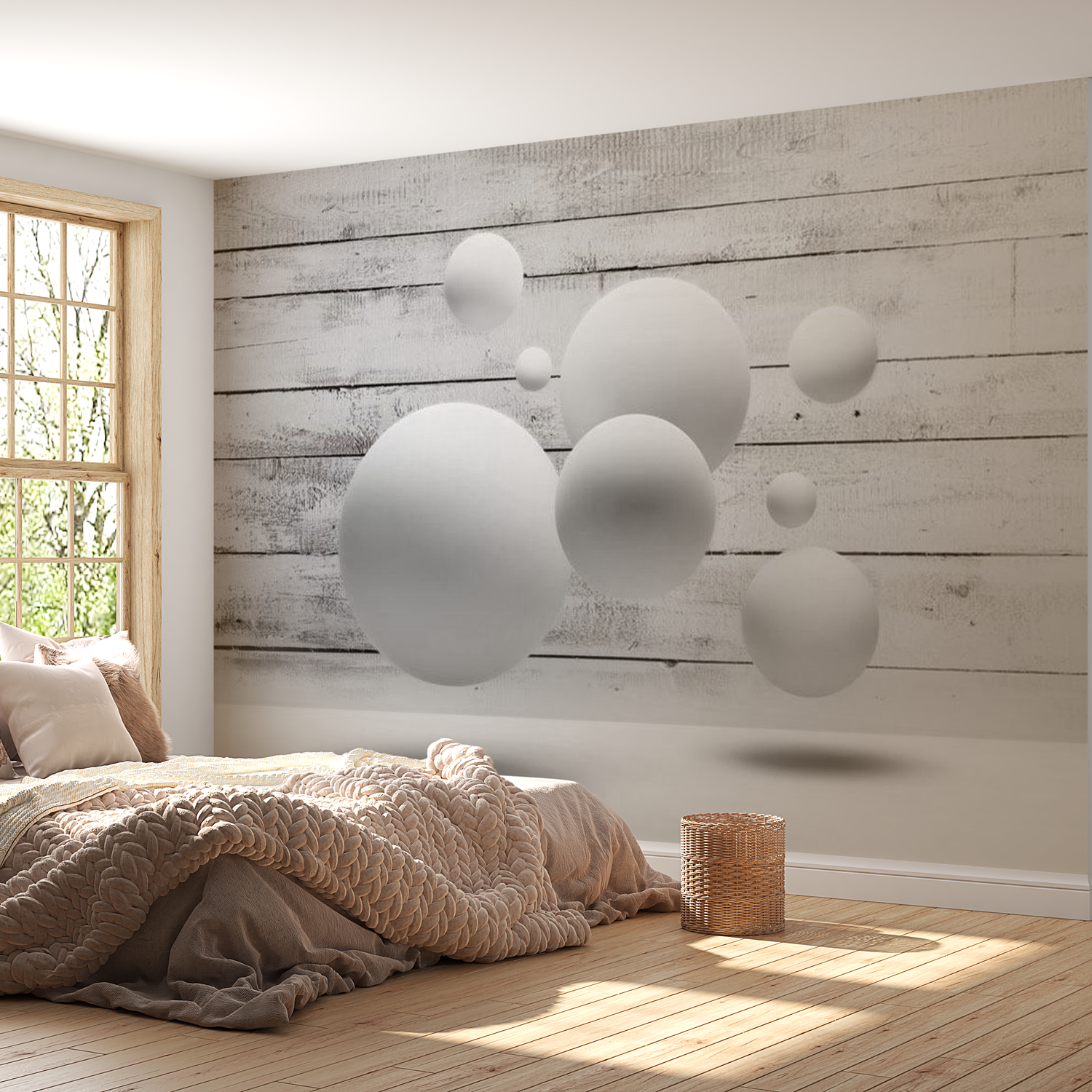 3D Illusion Wallpaper Wall Mural - Balls 39"Wx27"H