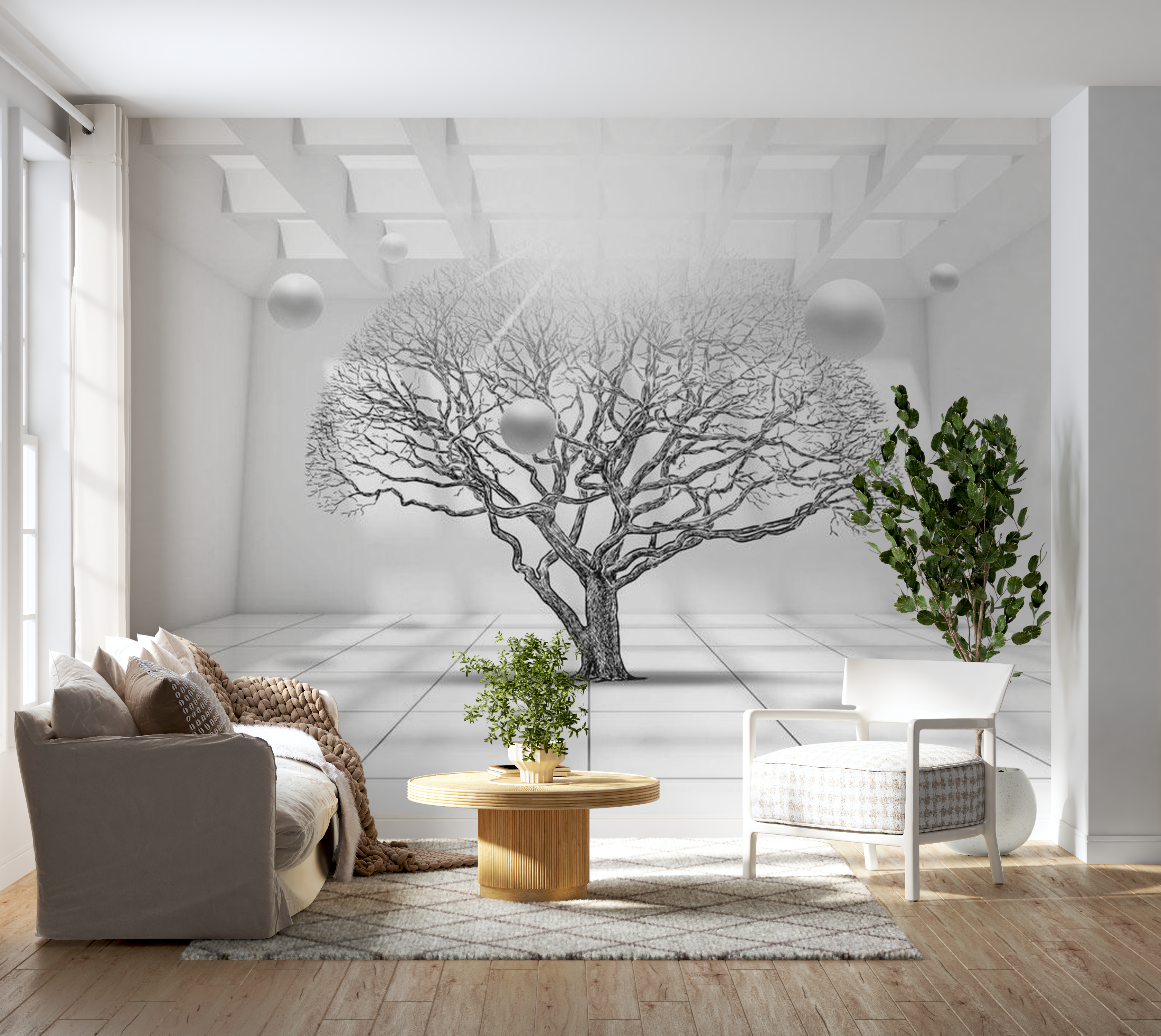 3D Illusion Wallpaper Wall Mural - Tree Of Future 39"Wx27"H