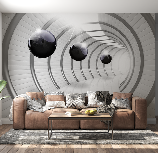 3D Illusion Wallpaper Wall Mural - Futuristic Tunnel 39"Wx27"H
