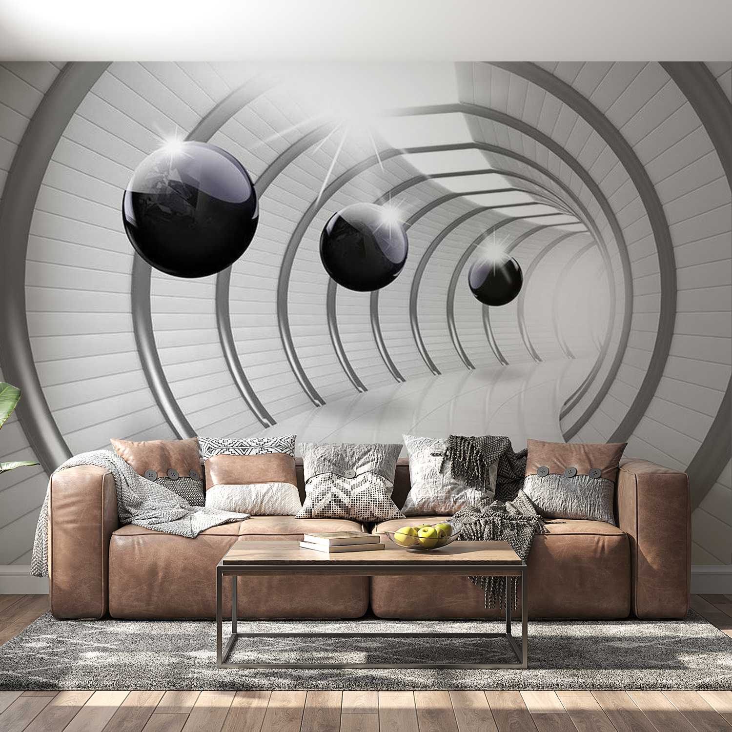 3D Illusion Wallpaper Wall Mural - Futuristic Tunnel 39"Wx27"H