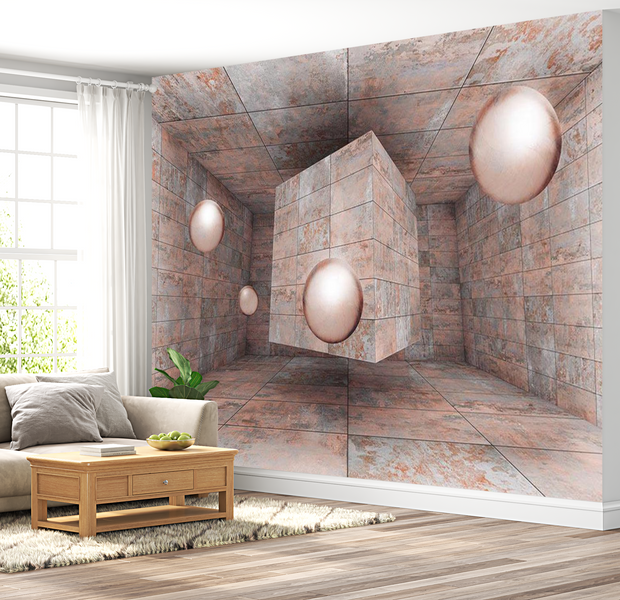 3D Illusion Wallpaper Wall Mural - Pink Box 39"Wx27"H