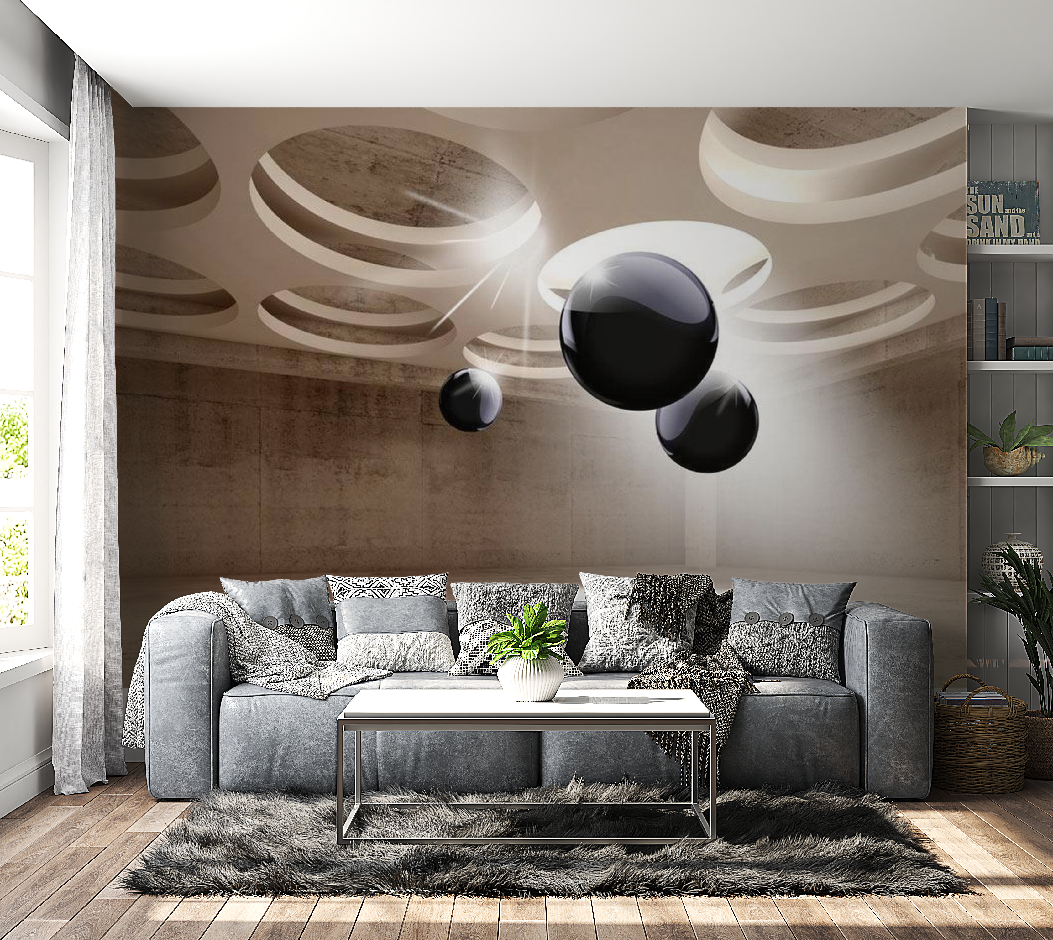 3D Illusion Wallpaper Wall Mural - Geometric Glare 39"Wx27"H