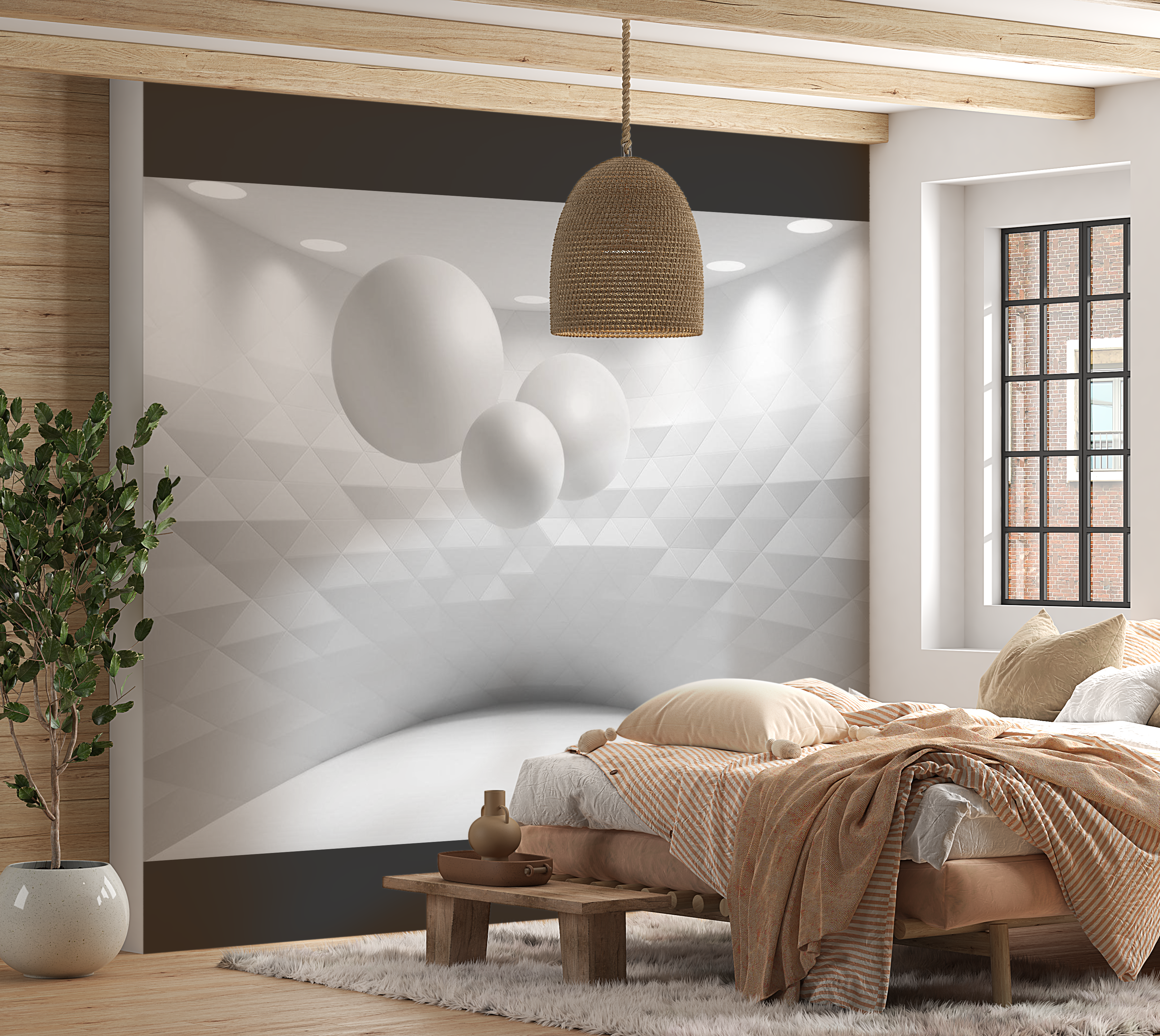 3D Illusion Wallpaper Wall Mural - Geometric Room