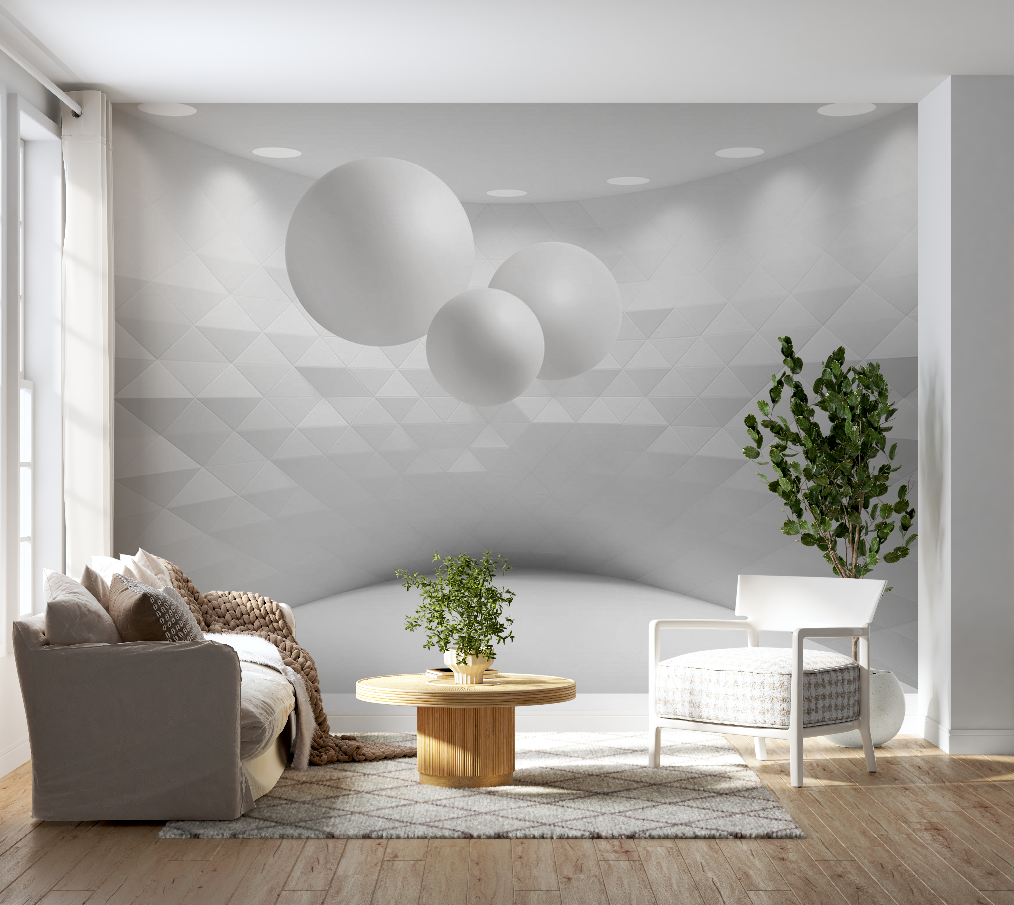 3D Illusion Wallpaper Wall Mural - Geometric Room 39"Wx27"H