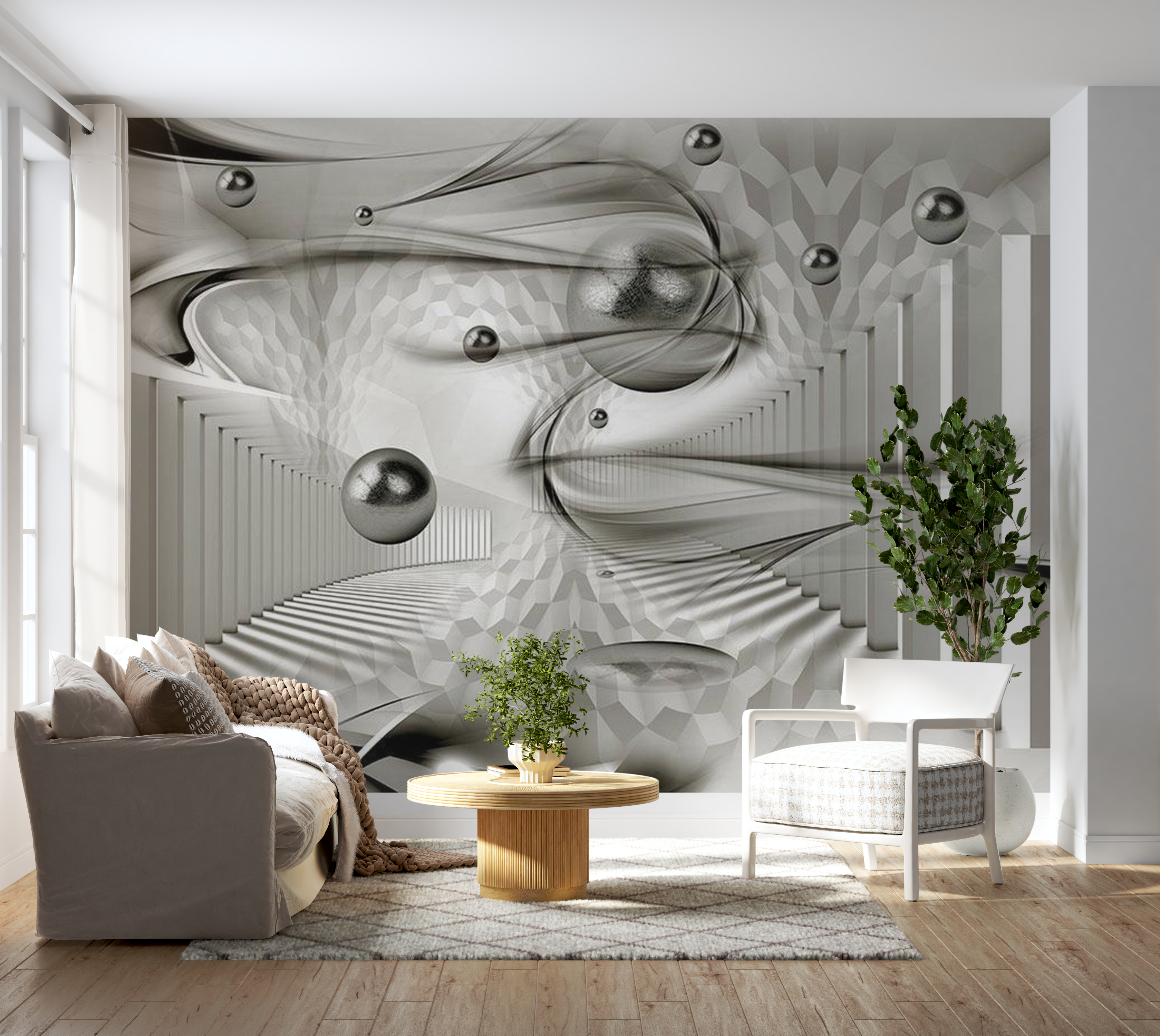 3D Illusion Wallpaper Wall Mural - Geometric Storm