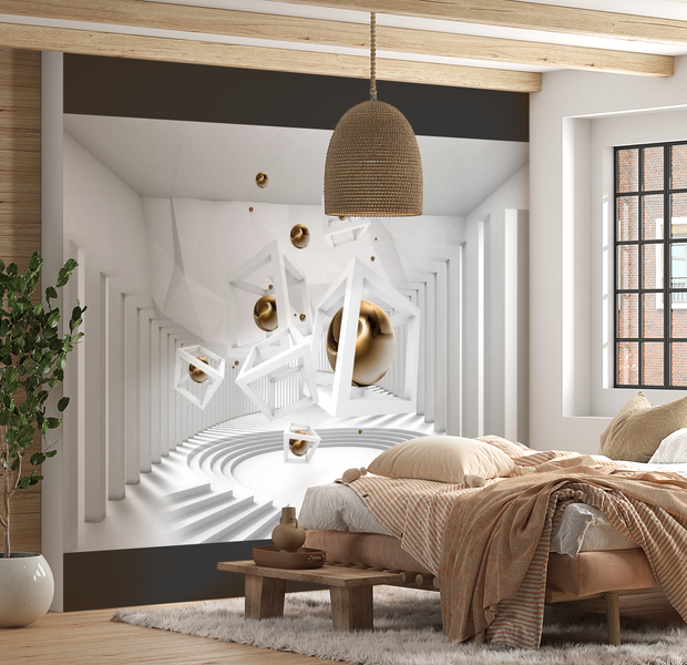 3D Illusion Wallpaper Wall Mural - Geometrical Corridor