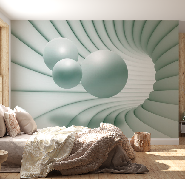 3D Illusion Wallpaper Wall Mural - Gliding Balls