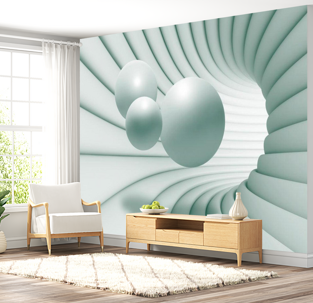 3D Illusion Wallpaper Wall Mural - In The Green Tunnel 39"Wx27"H