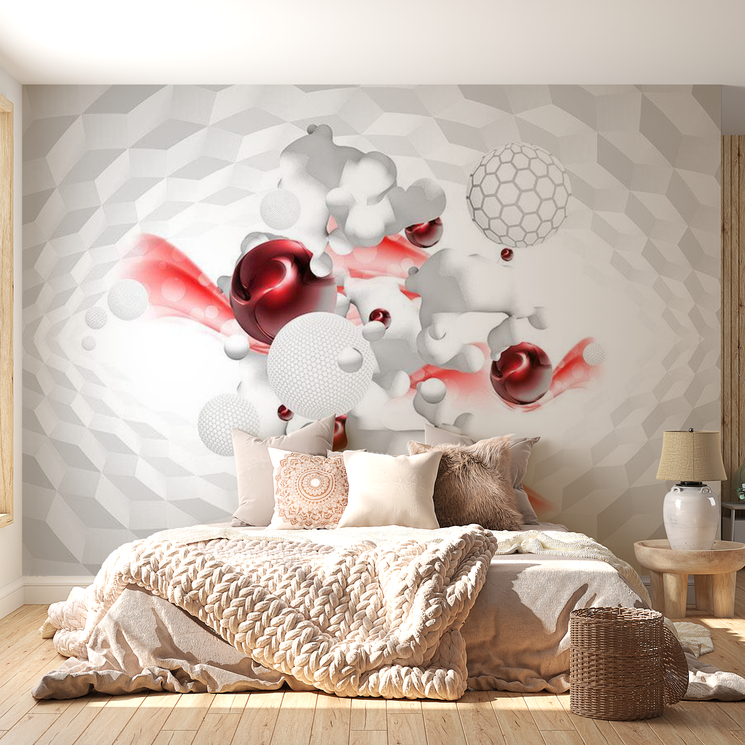 3D Illusion Wallpaper Wall Mural - Race Of Colours - Red 39"Wx27"H