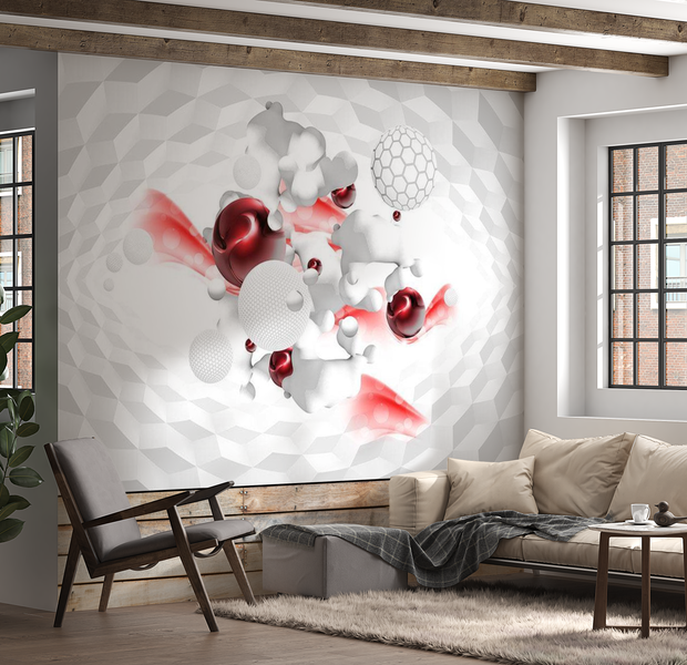 3D Illusion Wallpaper Wall Mural - Race Of Colours - Red 39"Wx27"H